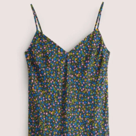 BODEN Elena Silk-blend Midi Slip Dress In Blue Size 14 - Picture 5 of 15